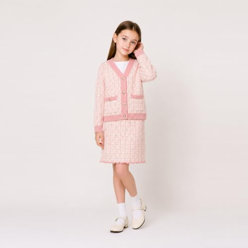 Image of Mud Kingdom Cute Little Girls Ribbed Knit Cardigan Skirt Set School Style