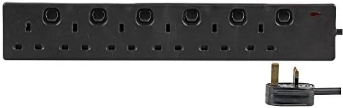 Pro Elec pl12949 6 Socket 1 m Individually Switched Extension Lead - Black