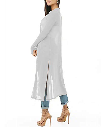 Image of Womens Sexy Sheer Long Sleeve Cardigan See Through Mesh Cover Up