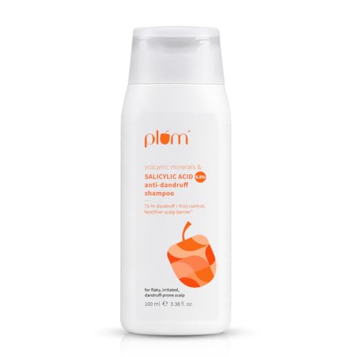 Image of Plum Anti-Dandruff Shampoo With Volcanic Minerals & 0.5% Salicylic Acid | 72-Hr Dandruff & Frizz Control|Maintains Healthy Scalp Barrier | Gently Exfoliates & Clarifies | Prevents Rough,Dry Hair 100ml