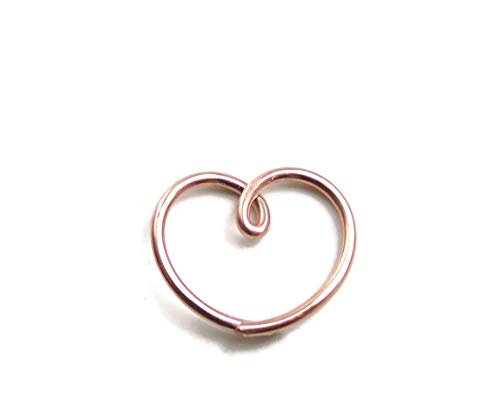 Rose Gold Heart Ring Daith Piercing Earring Sensitive Ear Handmade, Single 1(one) Piece