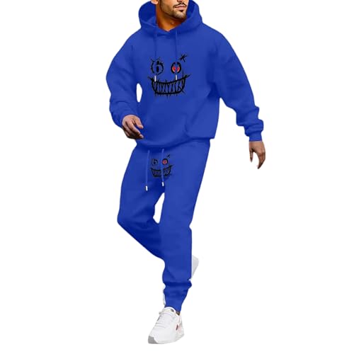 Generisch Conjunto de chándal para hombre de 2 piezas con divertido estampado con capucha y pantalones deportivos, juego Y2K Hip Hop Streetwear Chándal de dos piezas con capucha y pantalones de