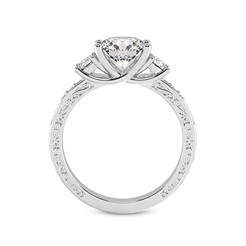 FRIENDLY DIAMONDS IGI Certified Lab Grown Diamond Ring | 1-5 Carat | 14K Or 18K White, Yellow Or Rose Gold | Valencia Three Stone Vintage Ring | FG-VS1-VS2 Quality3