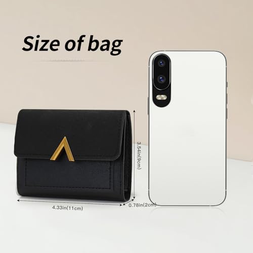 Women Wallet, Short Leather Card Wallet Multifunctional Ladies Wallet Practical Card Holder Wallet with Snap Button Zip for Women Girls2