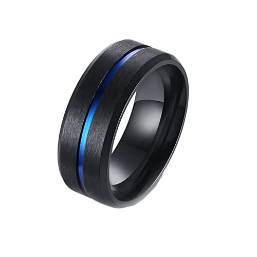 Anillo de acero inoxidable para hombre con rayas cepilladas de 8 mm talla P 1/2