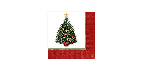 amscan Twinkling Tree Supervalue Disposable Luncheon Napkins, 100 Ct. | Party Tableware , Red/Green