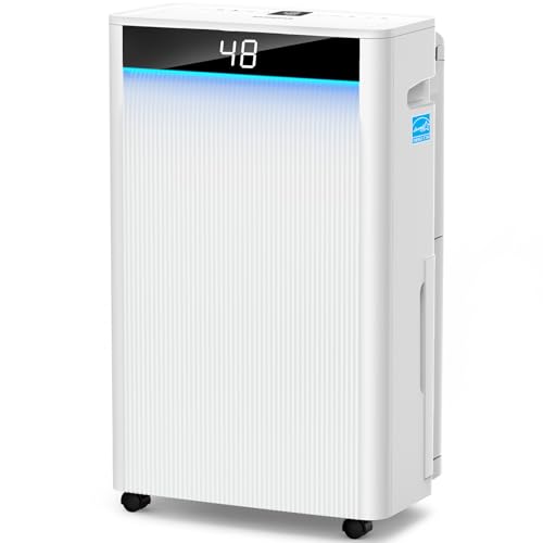 KeepGlad 5,000 Sq.Ft 2025 Energy Star Max 80 Pint/Day Dehumidifier for Basement, Bedroom, Home, Bathroom, Smart Compressor Dehumidifier with Drain Hose, Intelligent Humidistat