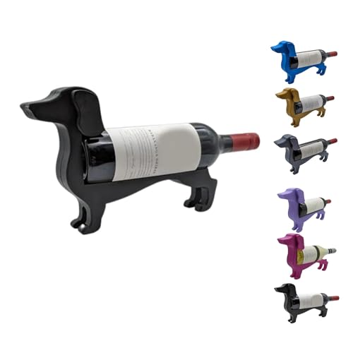 Immagine prodotto: Generico Portabottiglie di Vino Bassotto, Portabottiglie da Tavolo, Portabottiglie di Vino A Forma di Cane, Organizzatore di Vino da Cucina per Wine Bar, Porta Tappi di Vino Decorativo (Nero)