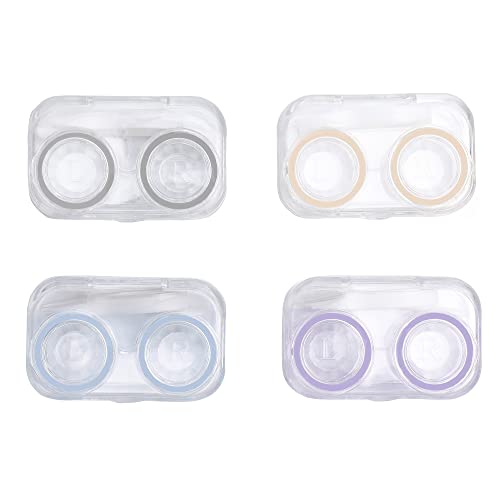 4 PCS Contact Lens Cases, Colorful Contact Lens Container Holder, Outdoor Portable Mini Contact Lens Soak Storage Kit for Travel & Home