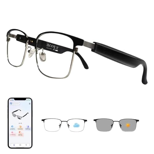 AI Translation Glasses Powered by Chat GPT, Bluetooth 5.3 Smart Glasses for Women Men, Photochromic Lenses, Real-Time Translation in 160+ Languages via APP, AI Glasses for Indoor Outdoor (Si