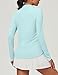 Heathyoga Long Sleeve Workout Tops for Women Golf Shirt UPF 50+ Swim Shirts for Woman UV Sun Protection Quarter Zip Pullover Mint Green