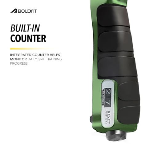 Image of Boldfit Adjustable Hand Grip Strengthener, Hand Gripper With Counter for Men & Women for Gym Workout Hand Exercise Equipment for Forearm Exercise, Finger Exercise Power Gripper - Army Green - 60kg