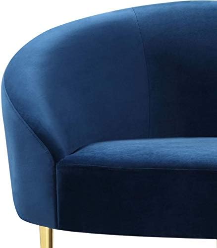 Navy Velvet Contemporary Sofa & Loveseat Set 2Pcs Ritz 659