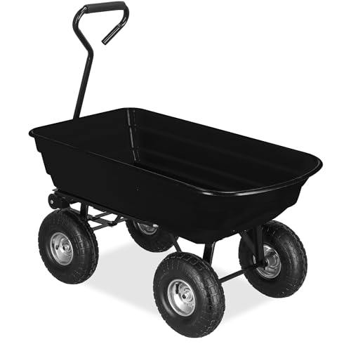 SPRINGOS Carro de jardín con función basculante, carretilla de transporte de 250 kg, 75 l, carretilla de mano, carretilla de mano, carretilla de carretilla, carretilla de aire, carretilla