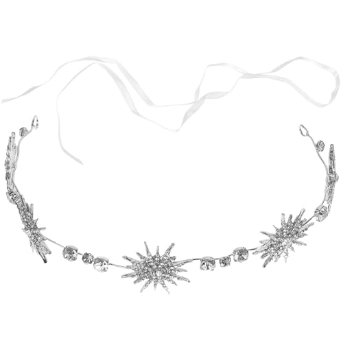 3pcs Charm Bridesmaid Ribbon Women Decor Bride Crystal Accessories Wedding Formal Girls Decorative Star Alloy Chain with Ladies Headband Hair Rhinestone Snowflake Sash Waist