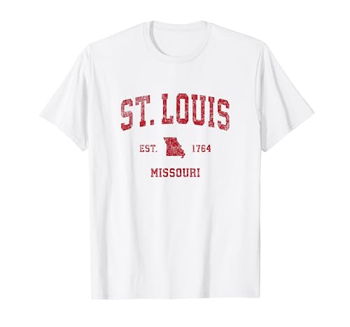 St. Louis Missouri MO Vintage Sports Design Red Print T-Shirt