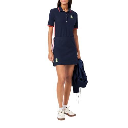 Lacoste Women's Made in France Textured Pique Skirt, Navy Blue, 4