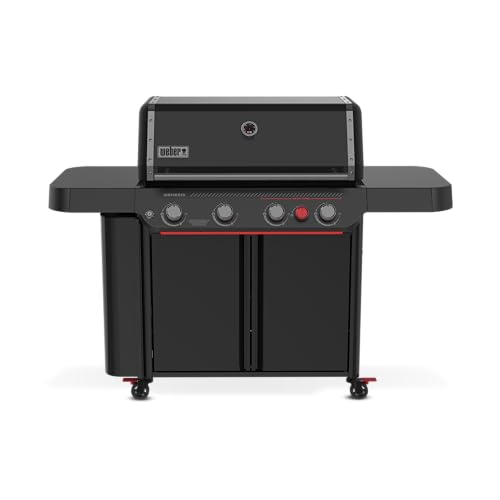Weber Genesis® E‑430 Gas Grill Stealth® Edition (Liquid Propane) for Outdoor Cooking, Premium 4‑Burner – Porcelain-Enameled Cast-Iron Grates, PureBlu, Sear Zone with Weber Crafted® Frame Kit