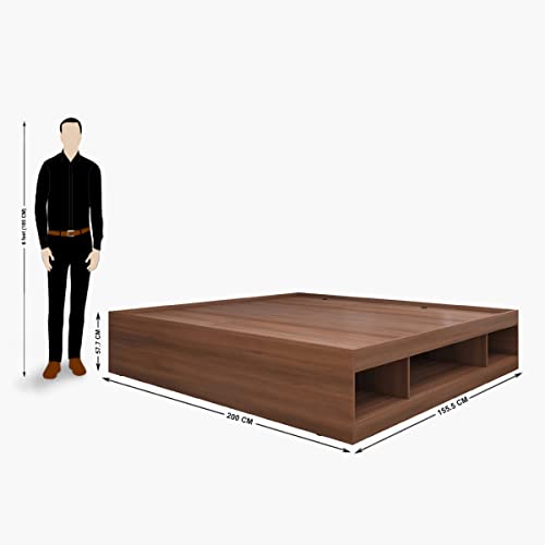 Image of Home Centre Helios Lewis Bronx Queen Bed |Engineered Wood with Box Storage Queen Bed| (Brown) |1 Year Warranty
