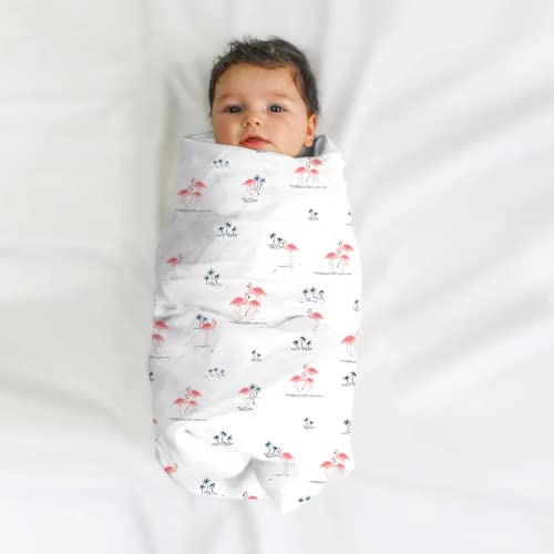 Image of TinyLane - Curated for you! 100% Organic Bamboo Muslin Swaddle New Born Baby, 0-6+ Months, 90x90 cm, Multi Color, Skin Friendly (Giraffe + Flamingo, Pack of 2)