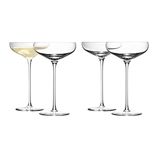 LSA International vin Champagne Soucoupe, Verre, Transparent, 300 ML, Lot de 4