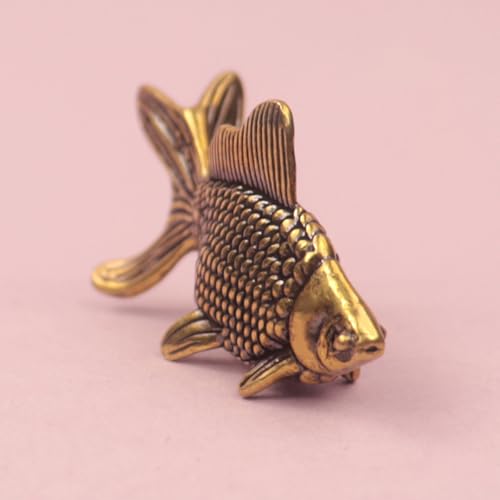 Figura de pez dorado de bronce retro para decoración miniatura 4