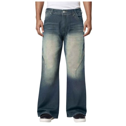 Baggy Jeans Men Relaxed Fit Denim Pants with Pockets Casual Wide Leg Jean Trousers Hip Hop Y2K Streetwear