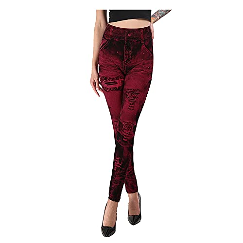 Yanp Damen Jeans High Waist Skinny Fit Drucken Röhrenjeans Elegant Stretch Hose Lange Casual Vintage Seamless Bleistifthosen Jeanshose Cover