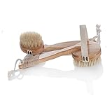 HEATSHAKING Badebürste mit Abnehmbarem Bambusgriff Natürliche Borsten Mittlere Härte Peeling und Massageeffekt für Rücken Beine und Ganzkörper Fördert Durchblutung und Hautglätte