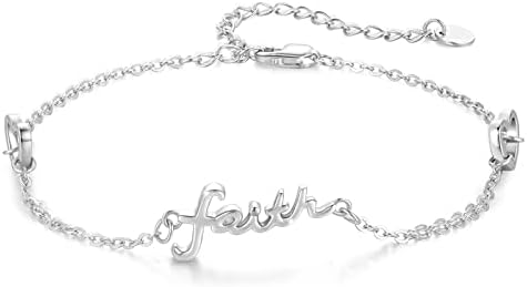Faith Bracelet 925 Sterling Silver Simple Confirmation Faith Bracelets Religious Faith Adjustable Bracelets Jewelry Birthday Graduation Gift for Women Girls