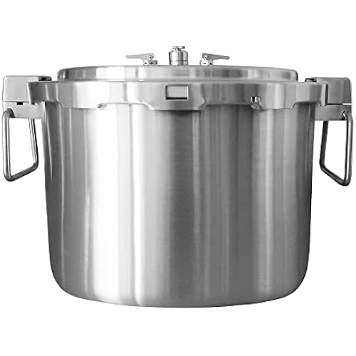Buffalo 37 Quart Stainless Steel Pressure Cooker Extra Large Canning Pot with Rack and Lid for Commercial Use - Easy to Clean Stove Top Pressure Canner, Can Cooker - QCP435