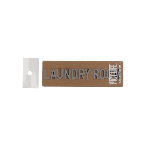 TQOOL 表札 プレート 裏両面テープ付き アクリル 日本製 PICT LIFE. LAUNDLY ROOM グレー 1枚入 19x140mm 24784
