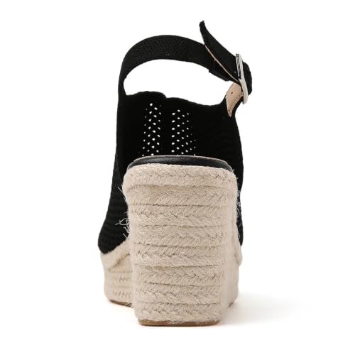 Image of Tilocow Womens Wedge Espadrilles Sandals for Summer | Peep-Toe,3.3 inch wedge heel, Casual Daily Wear,Cushioned Midsole for All-Day Comfort