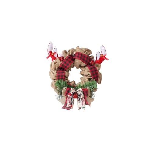 Couronne de Fleurs de Noël Extérieure : Set de 2 Décorations de Porte Suspendue