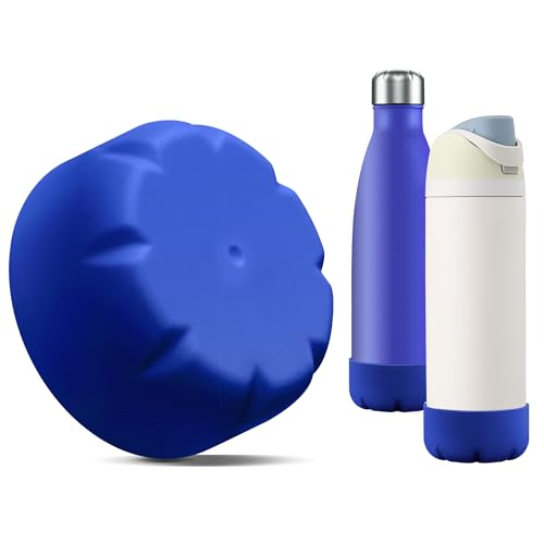 VIKIZUES Silicone Boot Compatible with Owala Water Bottle 24 oz & S'well 25 oz Water Bottle and More 25 oz Stainless Steel Water Bottles, Anti-Slip Bottom Protector Sleeve (Blue)