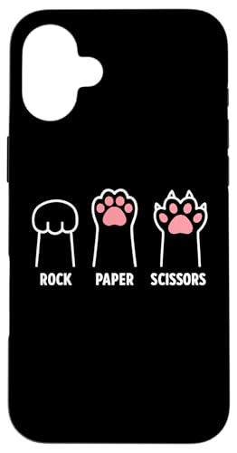 ロックペーパーはさみ ハンドゲーム かわいい 足 面白い 猫 内向的 スマホケース iPhone 16 Plus 用