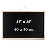 DOEWORKS a1 Tableau Noir 90cm x 60cm Grand Tableau d'affichage Mural pour la Maison, L'école, le Bureau, Tableau à Craie Noir avec Cadre en Bois