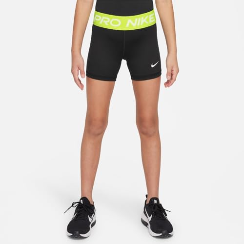 Image of Nike Girls' Pro Shorts (Little Big Kid), Black /Volt /White