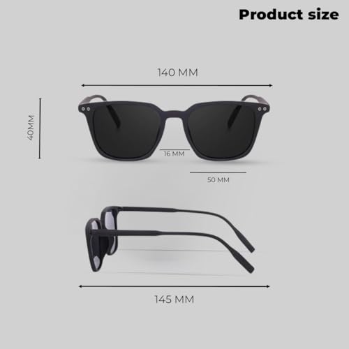 SpadeAces Men Black Lens Polarized Black Full Rim Butterfly Sunglasses For Everyday Outdoor Casual Wear UV Protection Shades(Black) - Image 4
