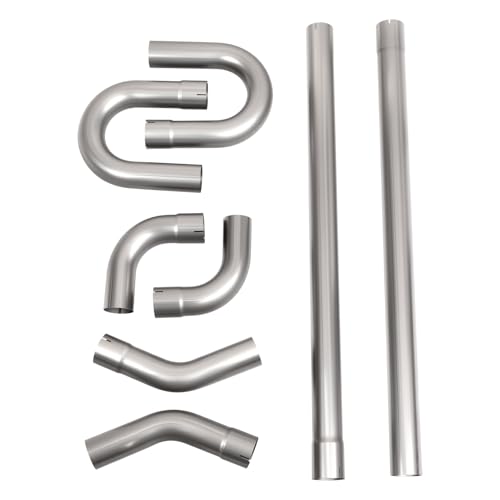 BIGREAT 409 Steel 3 Inch DIY Custom Mandrel Exhaust Pipe Tube Pipe 48 Straight Pipe 3 OD Straight & Mandrel Bend Pipe(45/90/180 Degree) Kit Custom Fitment For Exhaust System 8PCS
