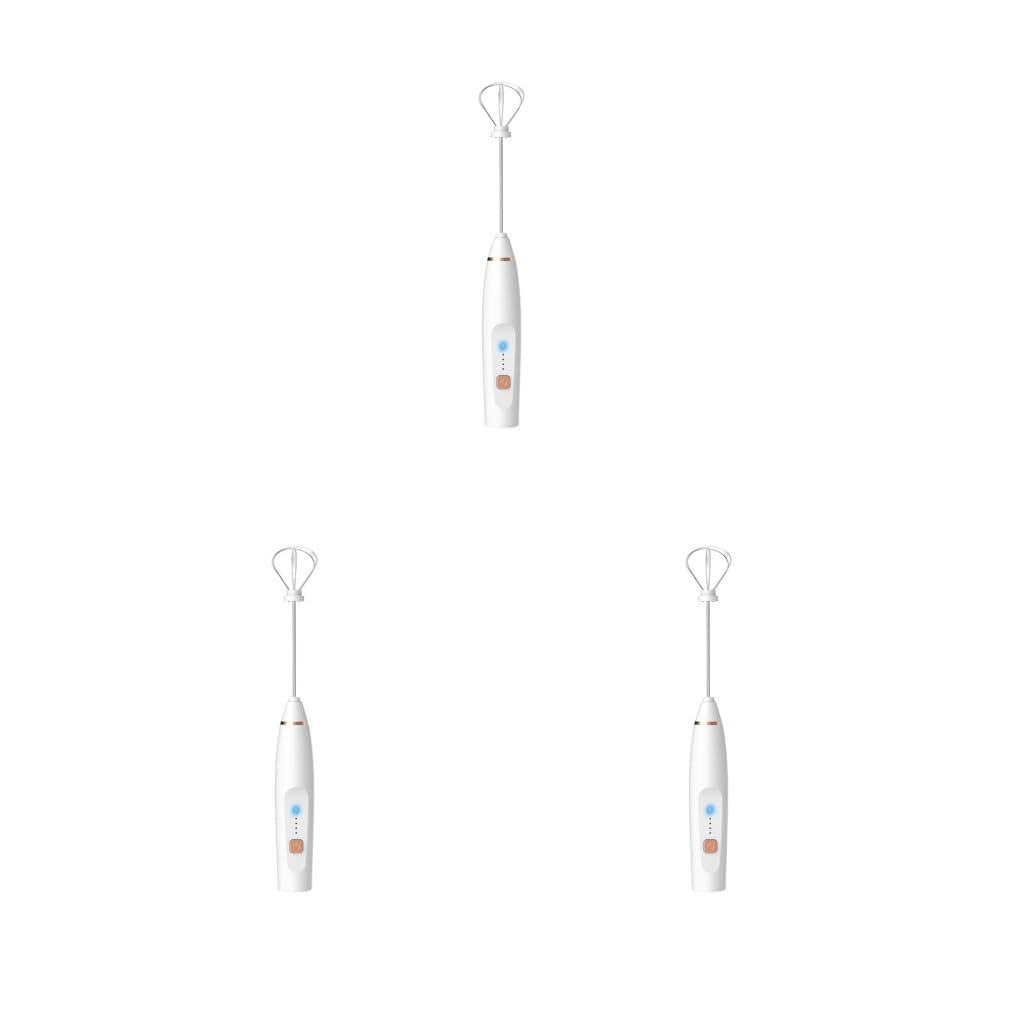 Set di 3 frustini per uova montalatte miscelatore elettrico in ABS con impugnatura maneggevole accessori per la casa ricarica USB gadget da cucina staccabile bianco
