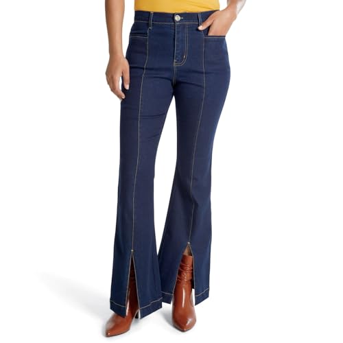 Masseys Paneled Split Hem Flare Jean for Women