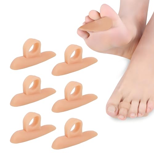 Yatrosynth 6 Pcs Separadores de Dedos, Almohadillas para Evitar el Frotamiento y Aliviar la Presión, para Solapamiento de Dedos de los Pies, Alivio del Dolor para Rizar Toe(1 Agujeros Color Piel)