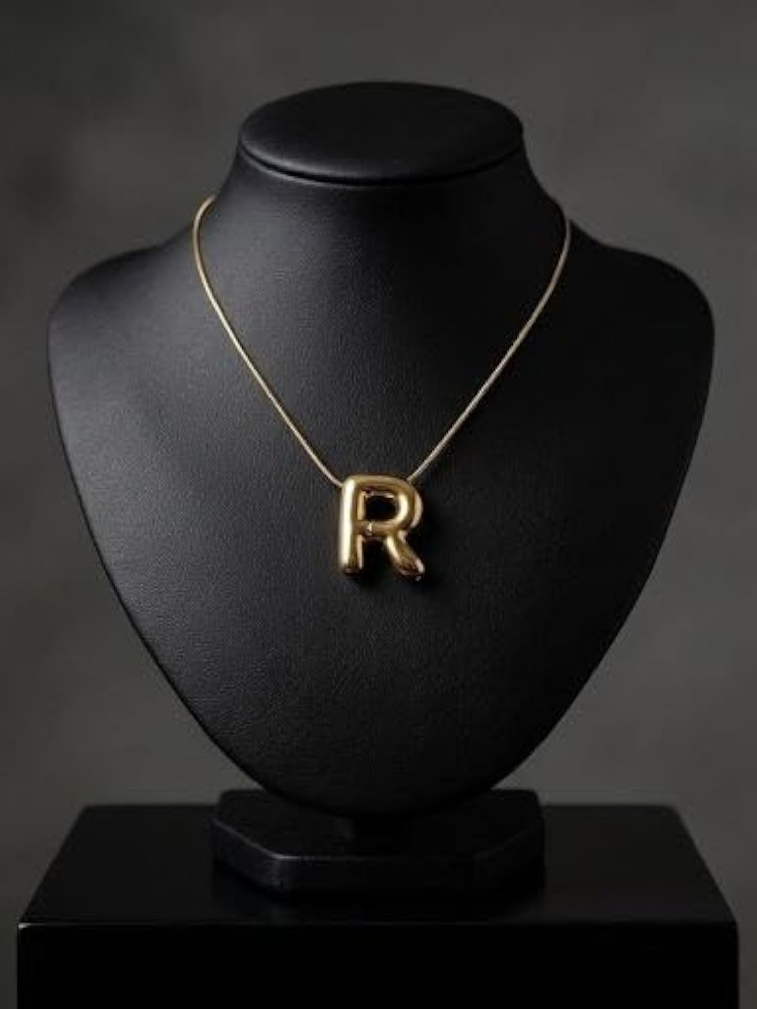 Personalized Bubble Initial Necklace, Letter R Pendant