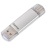 Hama 64GB USB-Speicherstick mit USB 3.2 Gen 1-Type-C (2-in-1 USB-Stick, z.B. für Android Handy, Tablet, Computer, Notebook, MacBook, OTG, 40MB/s) USB-Typ-C Handy-Stick, Doppel Memory-Stick Silber