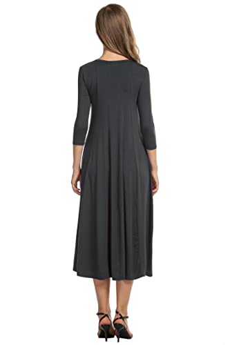 Image of HOTOUCH Women's 3 /4 Sleeve A-line and Flare Midi Long Dress