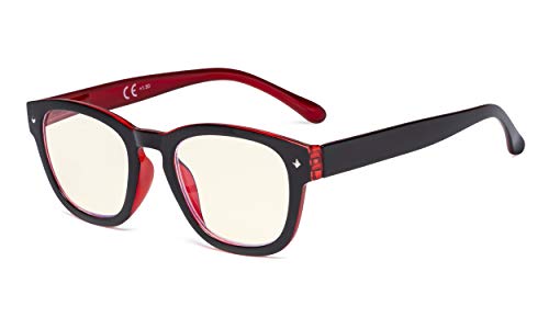 Image of Eyekepper Blue Light Filter Reading Glasses - UV420 Protection Computer Reader Eyeglasses - Black-Red +2.00