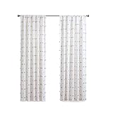 Intelligent Design Sophie Single Window Curtain Panel Clipped Pompom Embelished Privacy Drape with Rod Pocket for Bedroom, Livingroom, 50' x 84', Blush