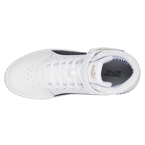 PUMA Women's Carina 2.0 Mid Sneaker White Black Gold, 11