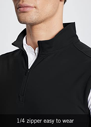 Baleaf Men's 1/4 Zip Pullover Vest Golf Fleece Lined Sweater Thermal Sleeveless Outerwear Pockets Hiking Runing Camping Black Xl #TOP2